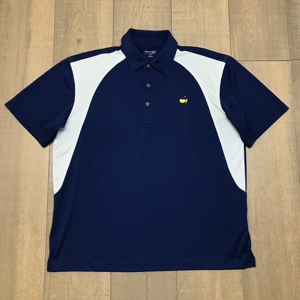 Masters Tech Polo Shirt Mens Size L Blue‎ Golf Short Sleeve Performance Augusta